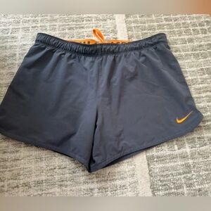 Nike Gray and Orange Athletic Shorts Lightweight Design